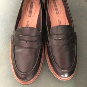CLARKS RAISIE ELETTA PENNY LOAFER BLACK LEATHER 261-29035 WOMEN'S SIZE 7 M